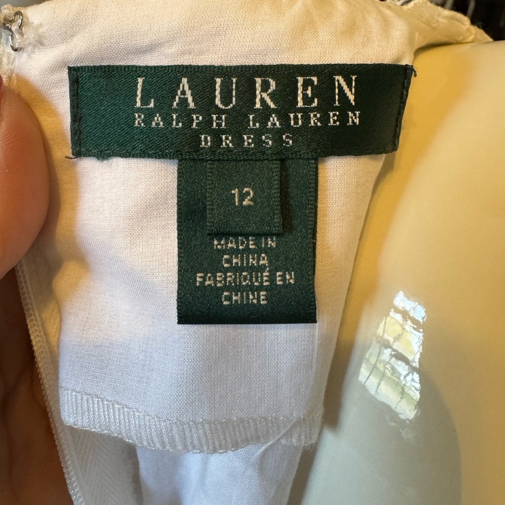 Lauren Ralph NWT Mini White Eyelet Floral Overlay Sleeveless Summer Dress Sz 12 - Picture 11 of 16